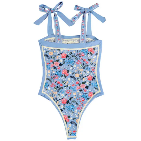 Swimwear*Boogzel Clothing Tie Strap Reversible Swimsuit Blue