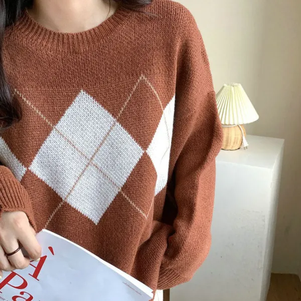 Argyle Sweaters & Vests|Sweaters*Boogzel Clothing Too Well Argyle Sweater Brown