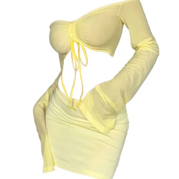 Dresses & Rompers*Boogzel Clothing Tropical Sun Top & Skirt Set Yellow
