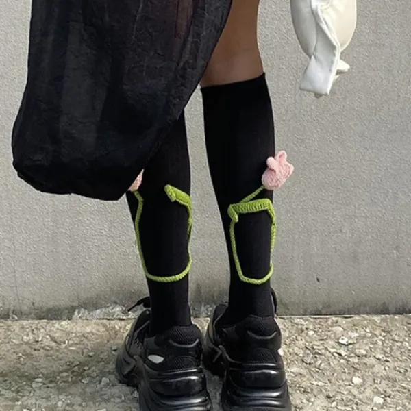 Socks*Boogzel Clothing Tulip Knee Socks Black