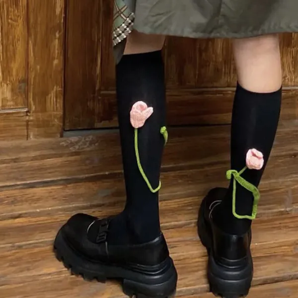 Socks*Boogzel Clothing Tulip Knee Socks Black