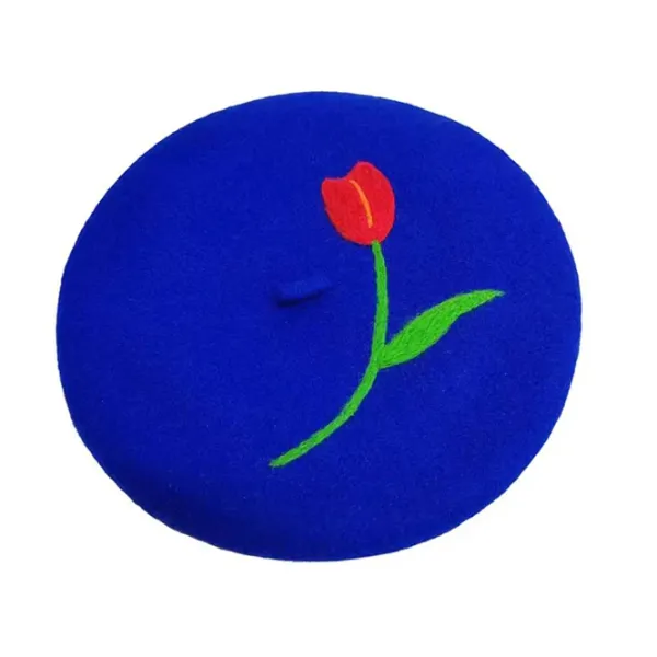 Hats*Boogzel Clothing Tulip Embroidery Wool Beret