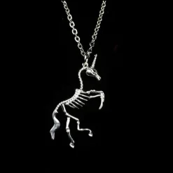 Necklaces & Chokers*Boogzel Clothing Unicorn Skeleton Pendant Necklace Silver