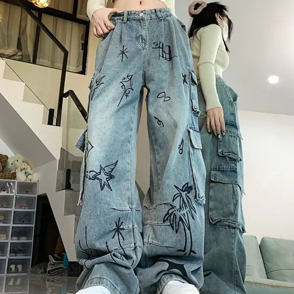 Jeans*Boogzel Clothing Urban Art Cargo Jeans Blue