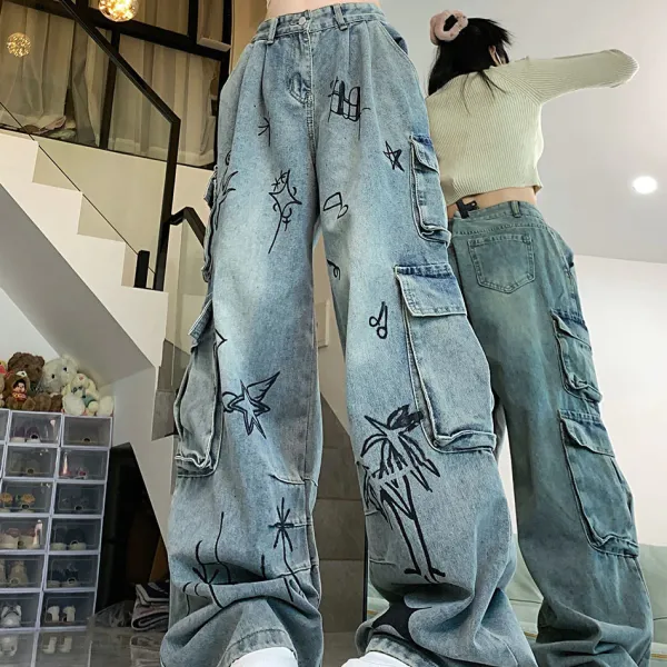 Jeans*Boogzel Clothing Urban Art Cargo Jeans Blue