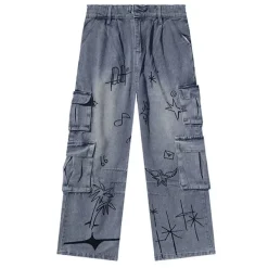 Jeans*Boogzel Clothing Urban Art Cargo Jeans Blue