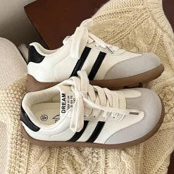 Aesthetic Sneakers*Boogzel Clothing Vacay Mode Striped Sneakers Beige/black