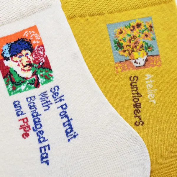 Socks*Boogzel Clothing Van Gogh Self Portrait Socks White