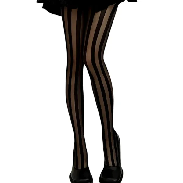 Other*Boogzel Clothing Vertical Stripes Tights Black
