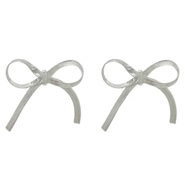 Earrings*Boogzel Clothing Vintage Aesthetic Chain Bow Earrings Silver