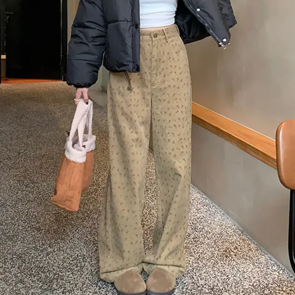 Pants & Trousers*Boogzel Clothing Vintage Aesthetic Floral Print Cord Pants