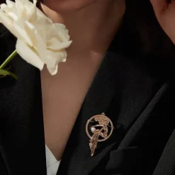 Other*Boogzel Clothing Vintage Aesthetic Girl with a Pearl Brooch Gold