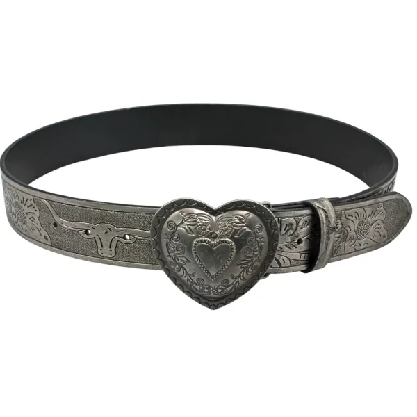 Belts & Chains*Boogzel Clothing Vintage Aesthetic Heart Buckle Belt Silver