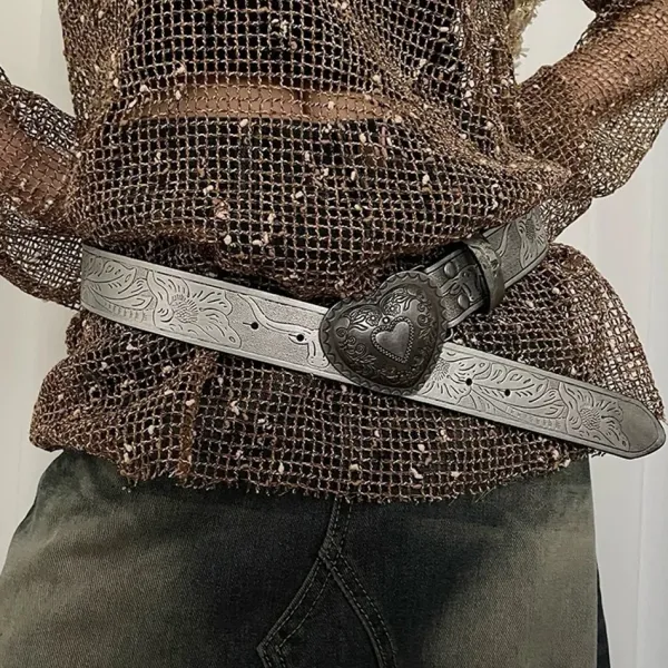 Belts & Chains*Boogzel Clothing Vintage Aesthetic Heart Buckle Belt Silver