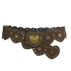 Belts & Chains*Boogzel Clothing Vintage Heart Suede Belt Brown