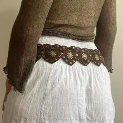 Belts & Chains*Boogzel Clothing Vintage Heart Suede Belt Brown
