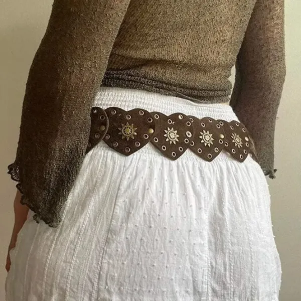 Belts & Chains*Boogzel Clothing Vintage Heart Suede Belt Brown