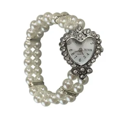 Bracelts*Boogzel Clothing Vintage Heart Pearl Watch Bracelet Silver