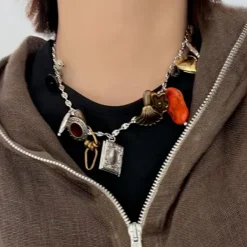 Necklaces & Chokers*Boogzel Clothing Vintage Inspired Charm Necklace Silver