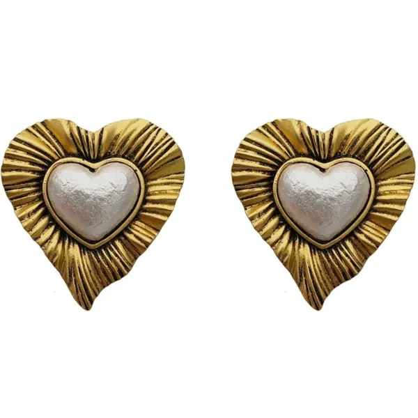 Earrings*Boogzel Clothing Vintage Pearl Heart Earrings Gold