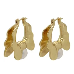 Earrings*Boogzel Clothing Vintage Pearl Wavy Earrings Gold