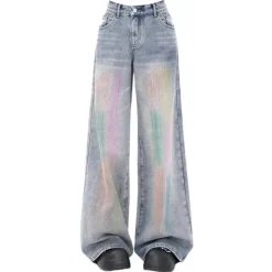 Jeans*Boogzel Clothing Vintage Style Brush Strokes Jeans Blue