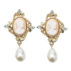Earrings*Boogzel Clothing Vintage Style Cameo Earrings Gold