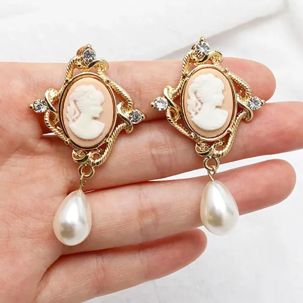 Earrings*Boogzel Clothing Vintage Style Cameo Earrings Gold