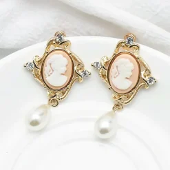 Earrings*Boogzel Clothing Vintage Style Cameo Earrings Gold