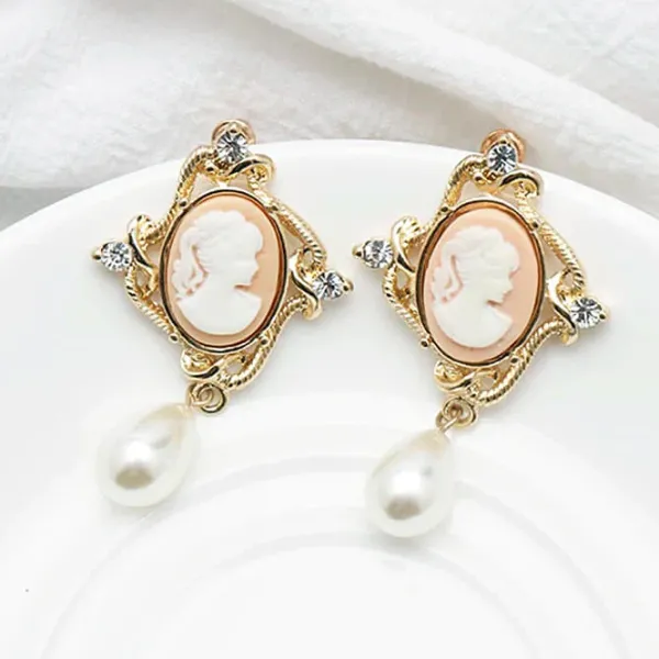 Earrings*Boogzel Clothing Vintage Style Cameo Earrings Gold
