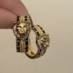 Earrings*Boogzel Clothing Vintage Style Lion Hoop Earrings Gold