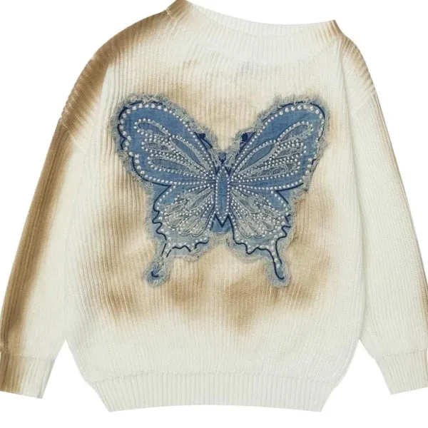 Sweaters*Boogzel Clothing Vintage Wash Butterfly Sweater