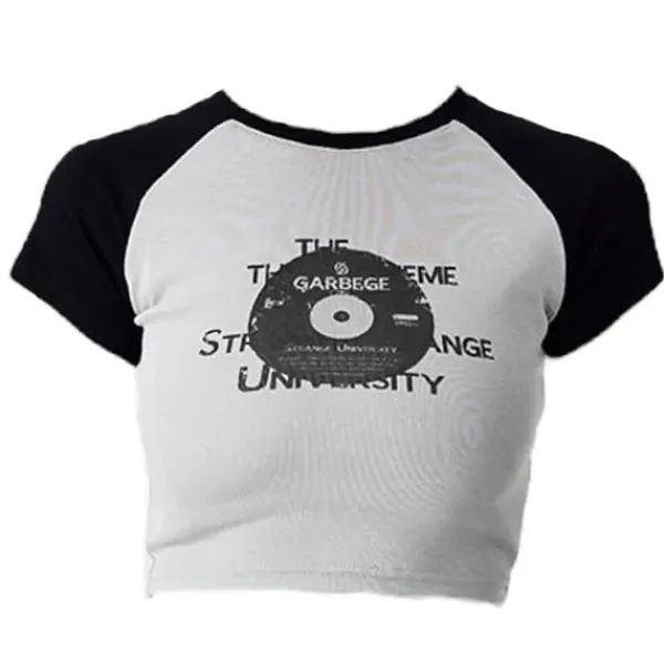Aesthetic T-Shirts & Graphic Tees*Boogzel Clothing Vinyl Print Crop Top Grey/black
