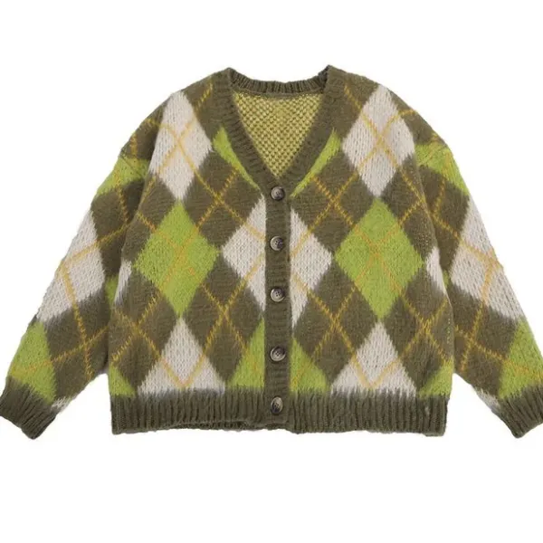 Argyle Sweaters & Vests|Knit Cardigans*Boogzel Clothing Warm Vibes Argyle Cardigan Sweater Green