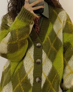 Argyle Sweaters & Vests|Knit Cardigans*Boogzel Clothing Warm Vibes Argyle Cardigan Sweater Green