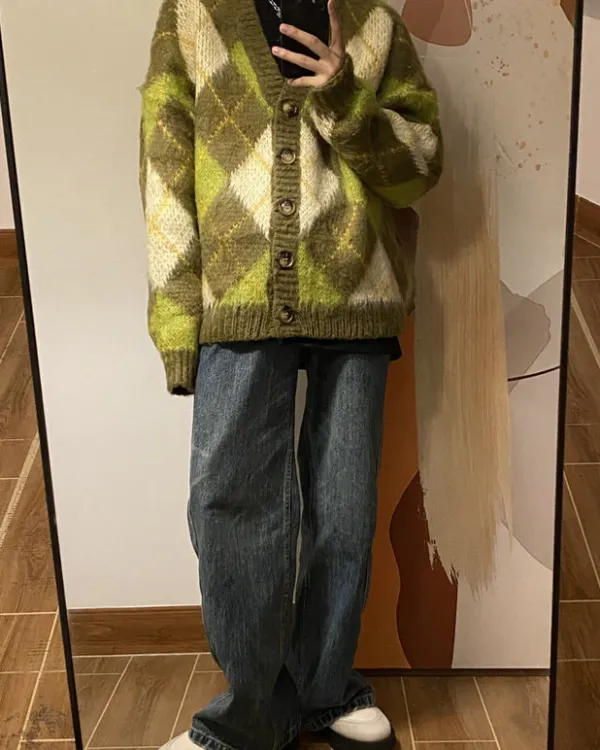 Argyle Sweaters & Vests|Knit Cardigans*Boogzel Clothing Warm Vibes Argyle Cardigan Sweater Green