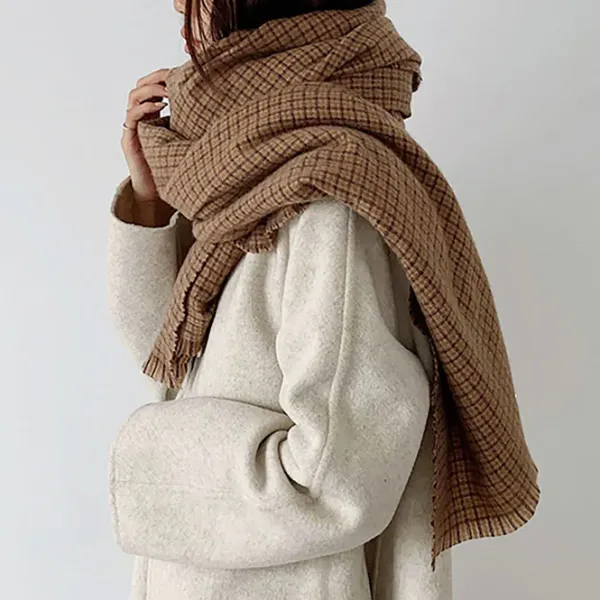 Other*Boogzel Clothing Warm Vibes Plaid Scarf Brown