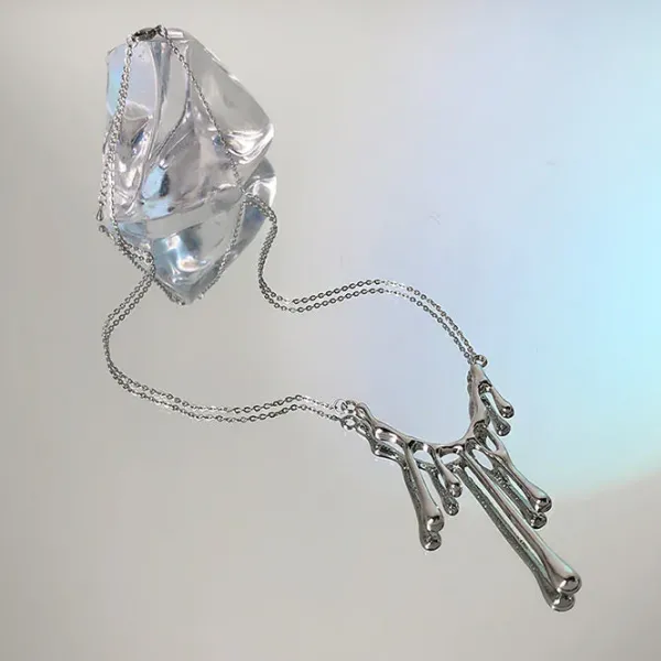 Necklaces & Chokers*Boogzel Clothing Water Drop Aesthetic Necklace Silver