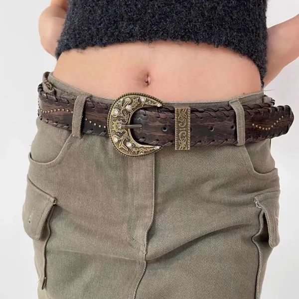 Belts & Chains*Boogzel Clothing Western Aesthetic Buckle Belt Brown