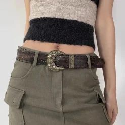 Belts & Chains*Boogzel Clothing Western Aesthetic Buckle Belt Brown