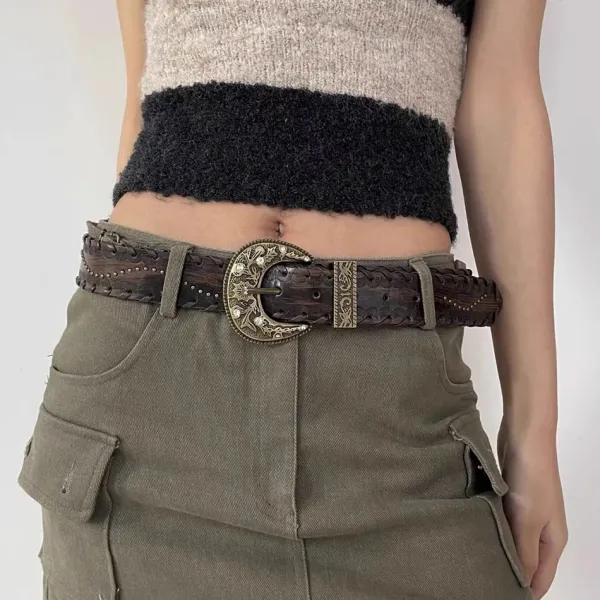 Belts & Chains*Boogzel Clothing Western Aesthetic Buckle Belt Brown
