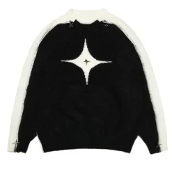 Sweaters*Boogzel Clothing White Star Open-Shoulder Sweater
