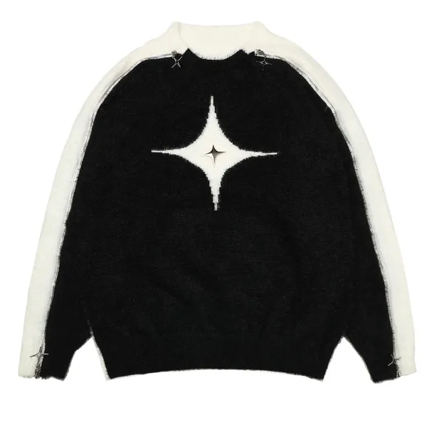 Sweaters*Boogzel Clothing White Star Open-Shoulder Sweater