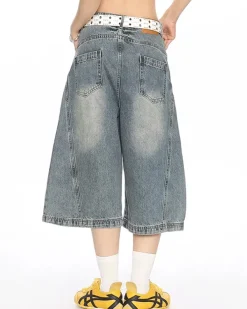 Jeans*Boogzel Clothing Wide Leg Vintage Wash Culotte Jeans Blue