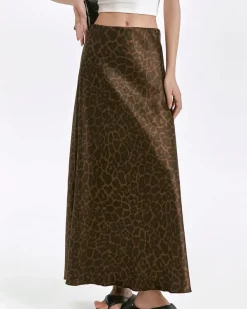 Skirts*Boogzel Clothing Wild Thing Leopard Maxi Skirt Brown
