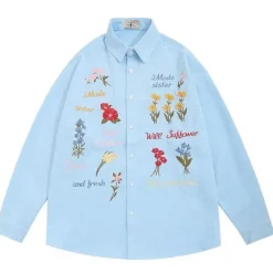 Long Sleeve Tops*Boogzel Clothing Wildflowers Embroidery Shirt
