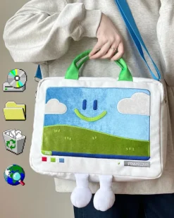 Bags & Purses*Boogzel Clothing Windows XP Aesthetic Embroidery Handbag White/green