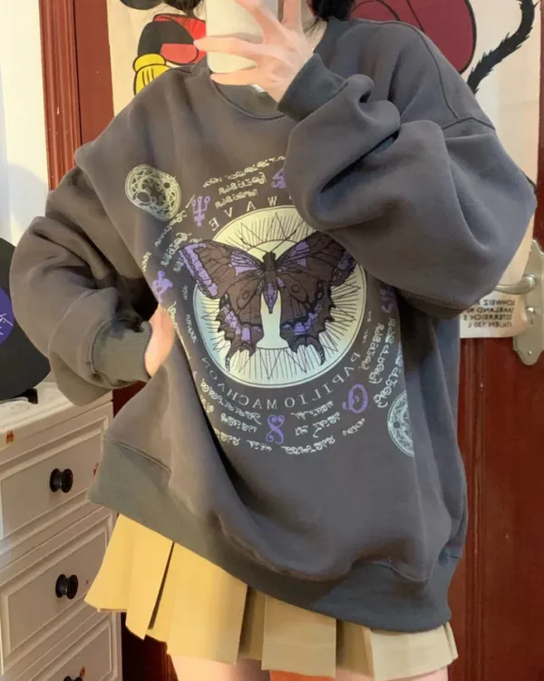 Sweatshirts*Boogzel Clothing Witchy Butterfly Sweatshirt Grey