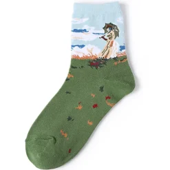 Socks*Boogzel Clothing Woman with a Parasol Monet Socks Blue/green