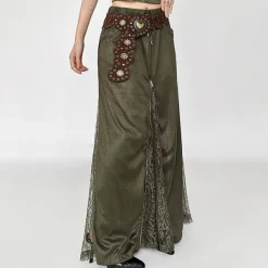Skirts*Boogzel Clothing Woodland Dreams Lace-Slit Maxi Skirt Green
